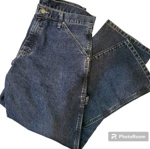 Wrangler Men's Carpentar Dark Denim Jeans Size 40L 32W 30In. Multi Pocket